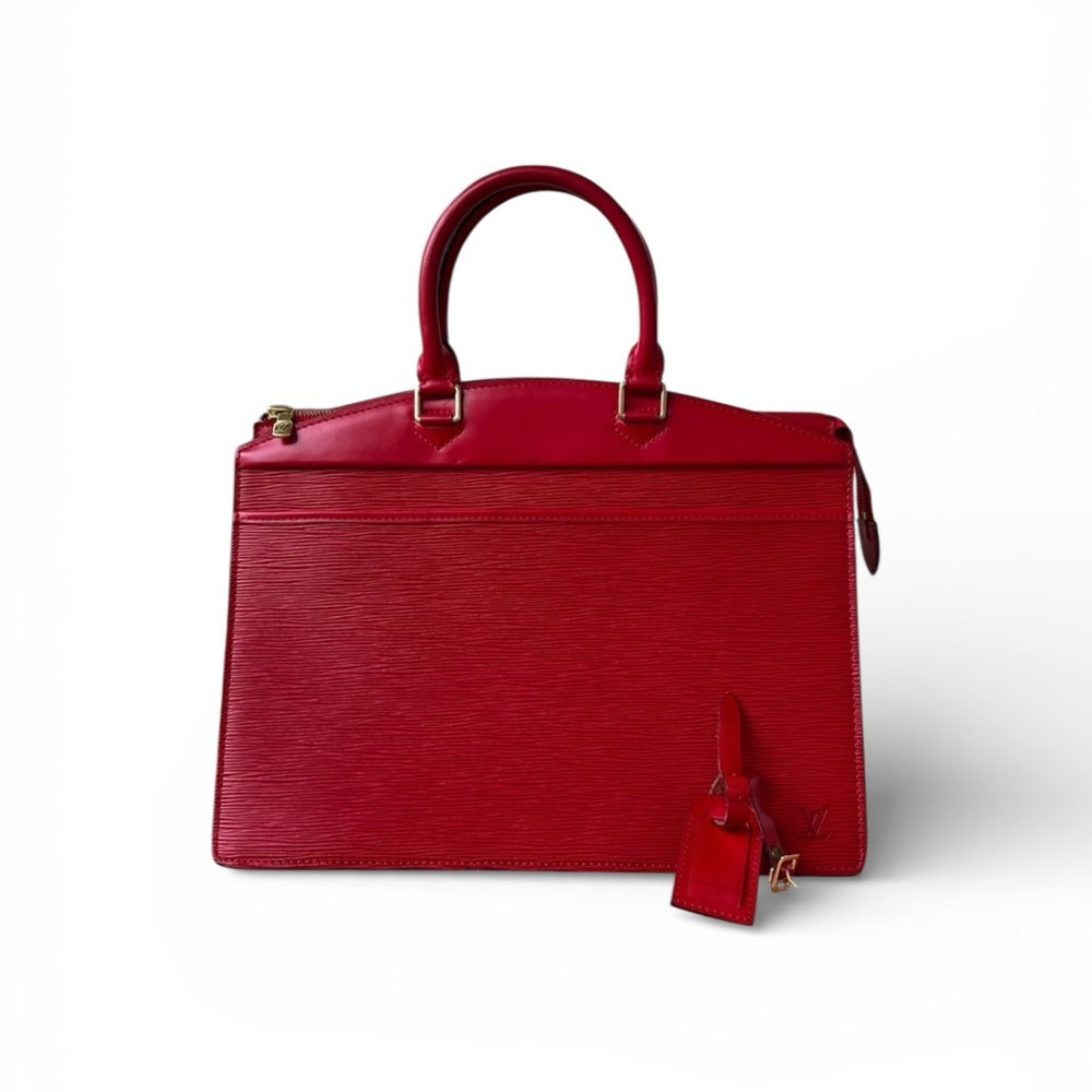 Authentic Louis Vuitton Rivera Epi leather tote bag red gold